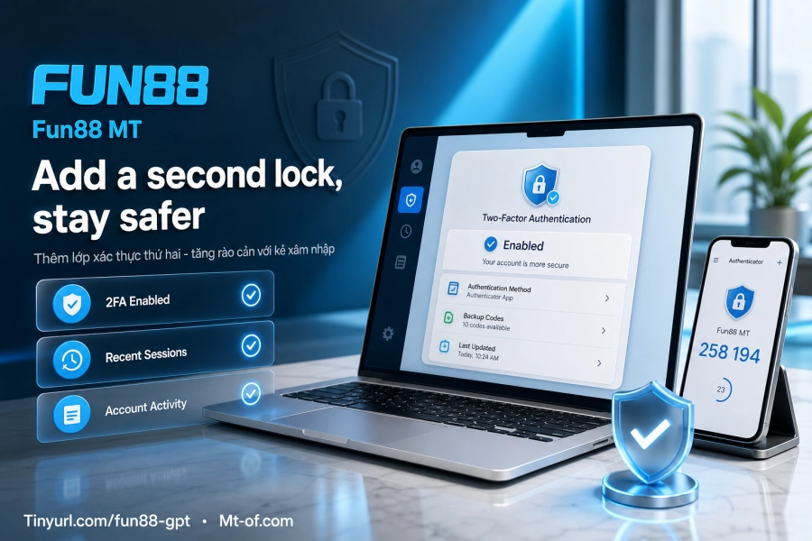 thiết lập 2FA Fun88 Google Authenticator SMS OTP bảo mật hai lớp