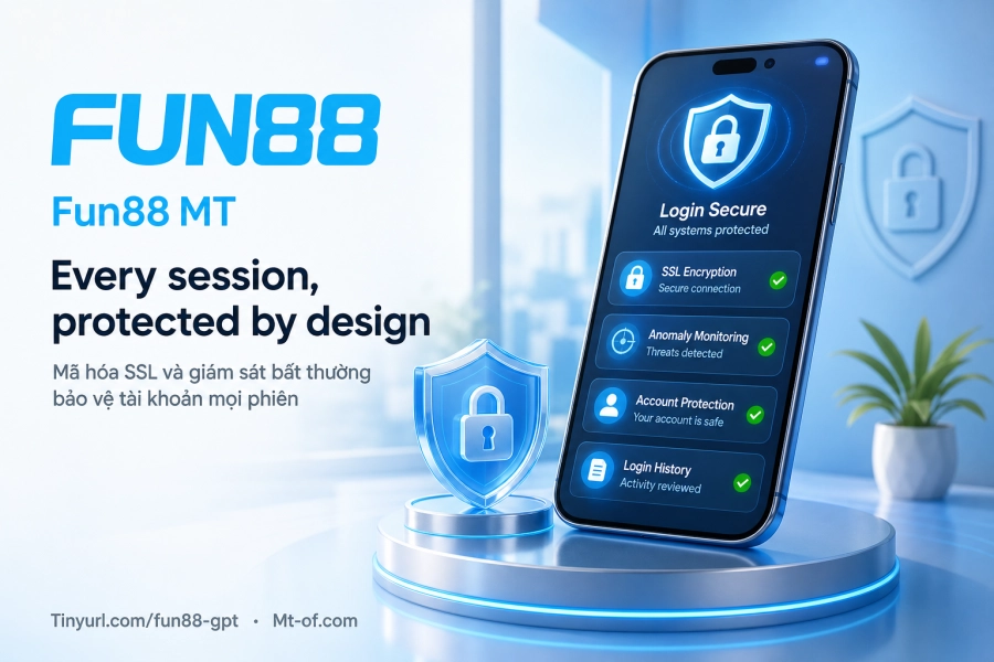 bảo mật phiên đăng nhập Fun88 SSL 128-bit phát hiện truy cập bất thường